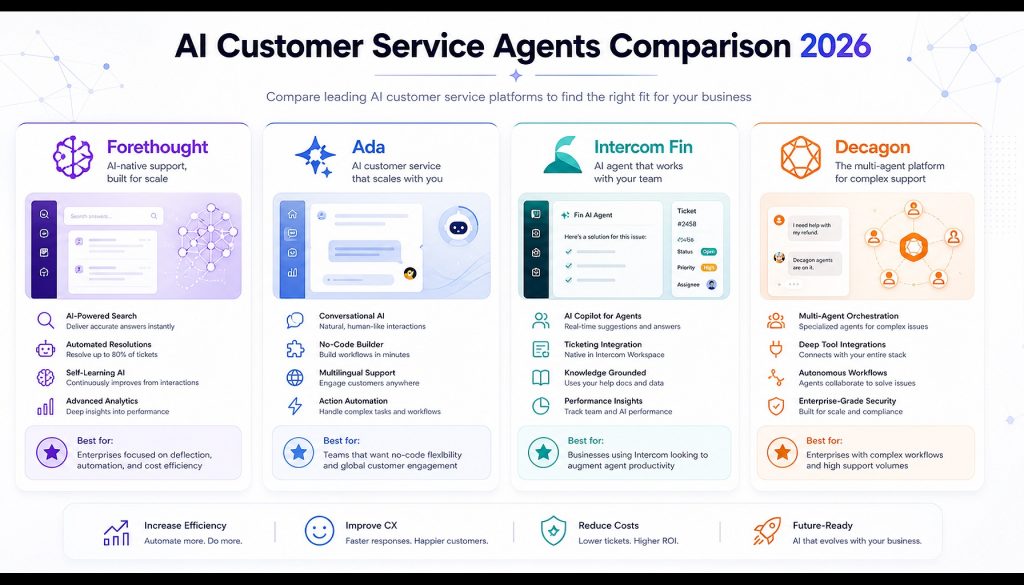 Forethought vs Ada vs Intercom Fin vs Decagon: Which AI Customer Service Agent Actually Fits Your Team in 2026?