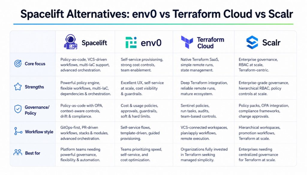 5 Spacelift Alternatives Worth Comparing in 2026