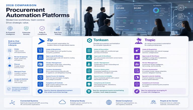 Zip vs Tonkean vs Tropic: Choosing the Right Procurement Automation Platform in 2026