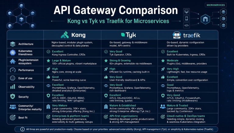 Best API Gateway for Microservices: Kong vs Tyk vs Traefik in 2026