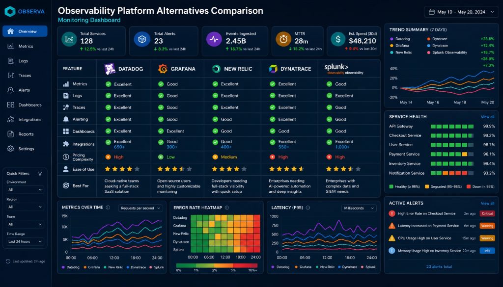 Best Datadog Alternatives in 2026: SigNoz vs Grafana Cloud vs New Relic vs Better Stack