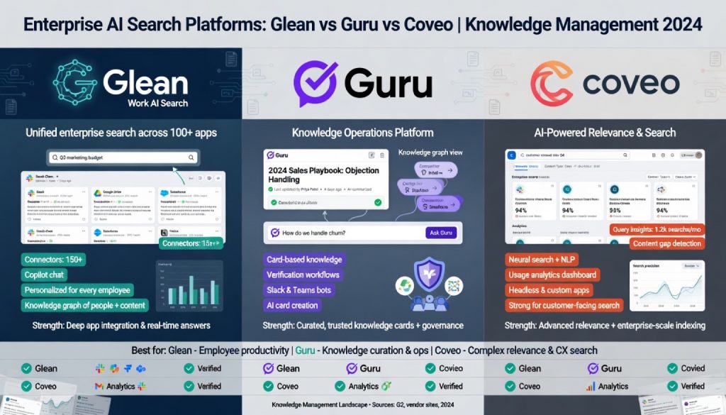 Enterprise AI Search 2026: Glean vs Guru vs Coveo vs AlphaSense