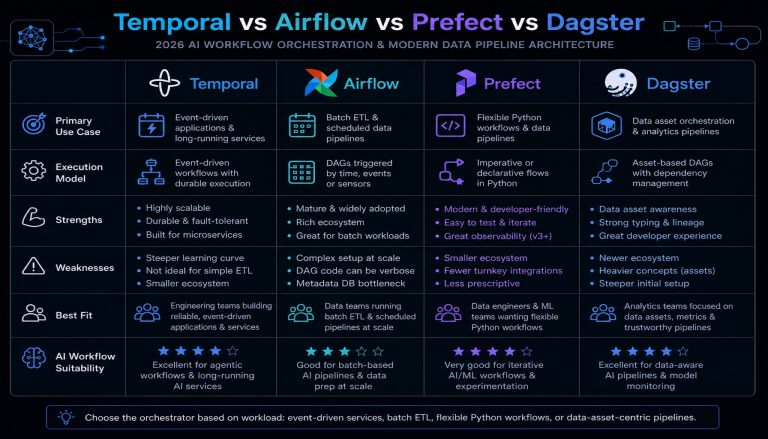 2026 年 AI 工作流编排工具深度对比：Temporal vs Airflow vs Prefect vs Dagster，谁更适合你的团队？