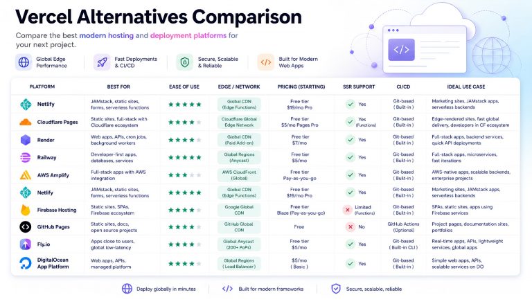 Vercel Alternatives in 2026: Netlify, Cloudflare Pages, Railway