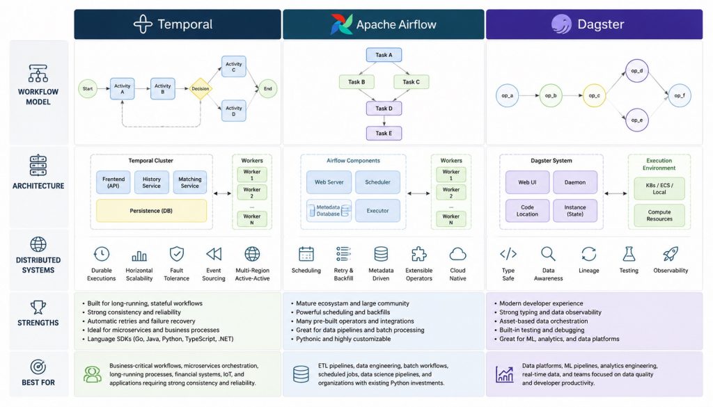 Temporal vs Airflow vs Prefect vs Dagster: Workflow Orchestration in 2026